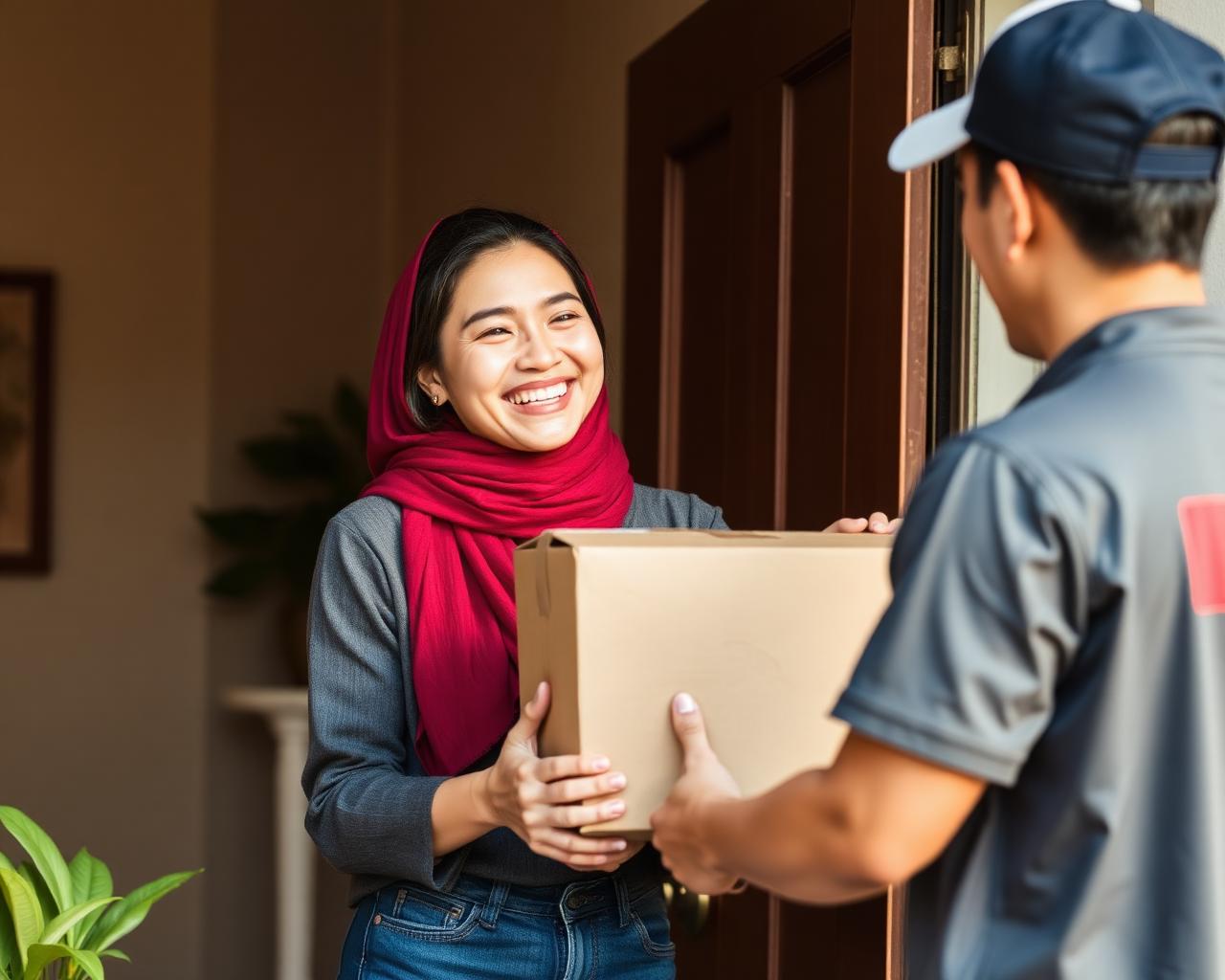 Pelanggan menerima paket pesanan AMWSME